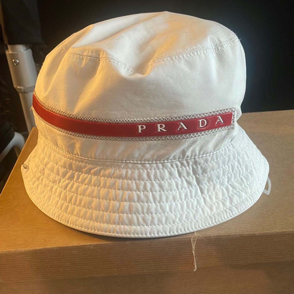 Prada White Bucket Hat M